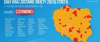 Mapa Polski z oznaczeniem strefy żółtej i czerwonej, który będzie obowiązywał od 10 października 2020