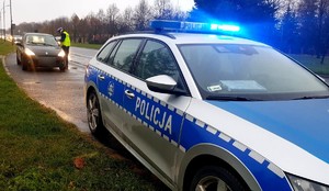 Policjanci podczas działań &quot;Kierujący- pieszy&quot;.