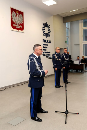 Uroczysta zbiórka z okazji zdania obowiązków na stanowisku Komendanta Miejskiego Policji w Piotrkowie Trybunalskim - insp. Krzysztofa Dąbrowskiego.
