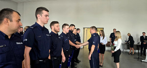 Policjanci podczas uroczystej zbiórki z okazji Święta Policji.