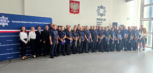 Policjanci podczas uroczystej zbiórki z okazji Święta Policji.