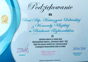 Podziękowania dla aspirant sztabowy Katarzyny Dębińskiej.