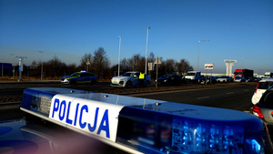 Policjant podczas kontroli trzeźwości.