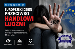 plakat dotyczący Europejskiego Dnia Przeciwko Handlowi Ludźmi.